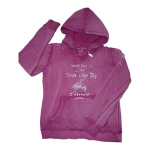 Cowgirl Tuff Distressed Hoodie In Raspberry
